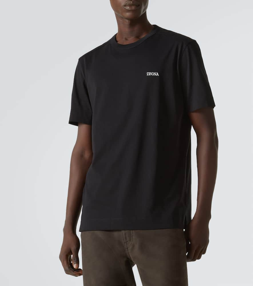 Shop Zegna Logo Cotton T-shirt In Black