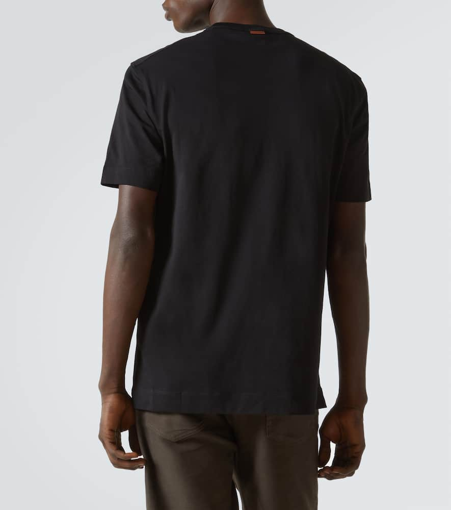 Shop Zegna Logo Cotton T-shirt In Black