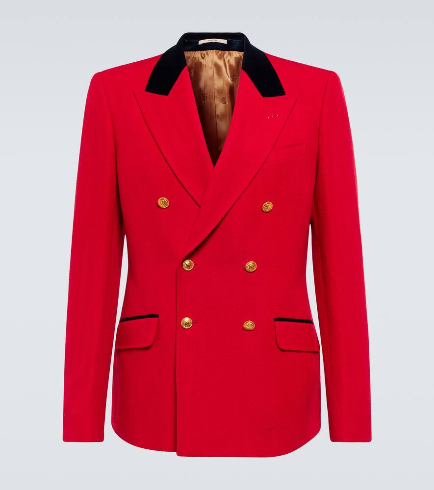 Gucci Wool Linen Herringbone Formal Jacket In Live Red