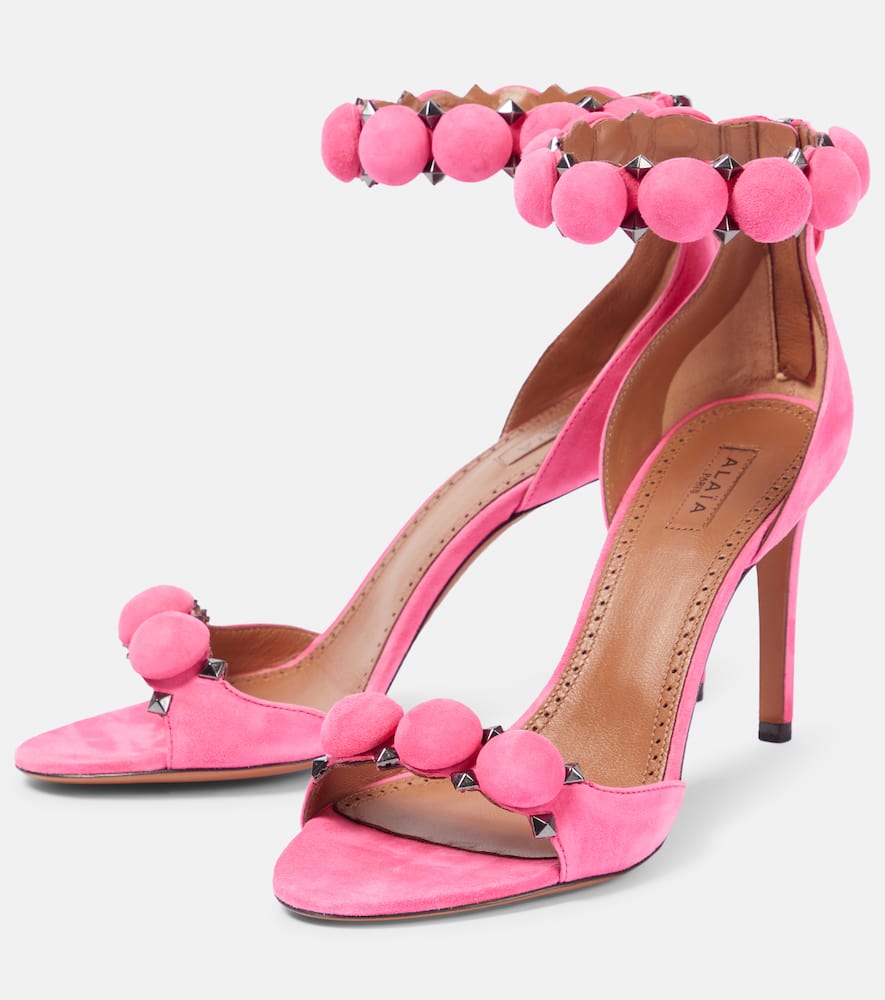 Shop Alaïa La Bombe 90 Suede Sandals In Pink