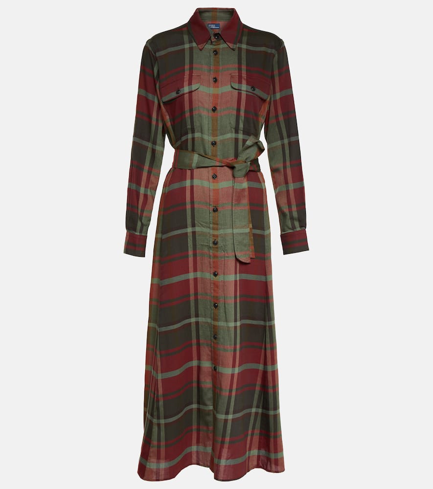 Checked cotton-blend maxi dress