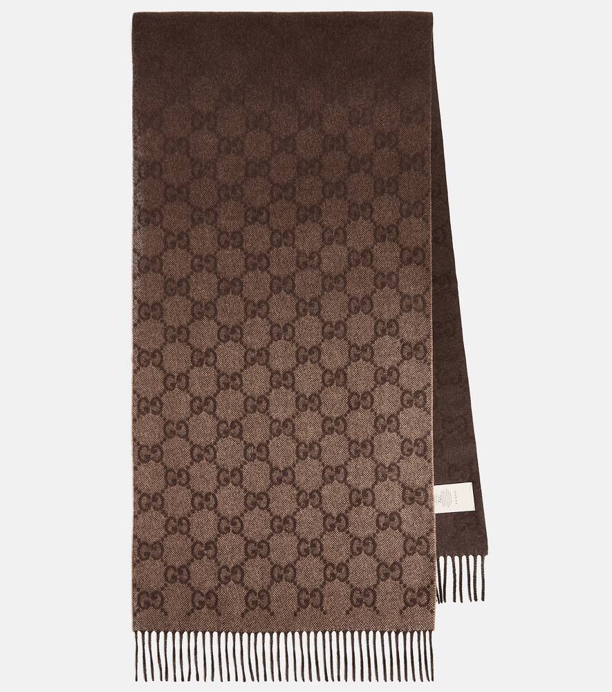 Gucci GG jacquard fringed cashmere scarf