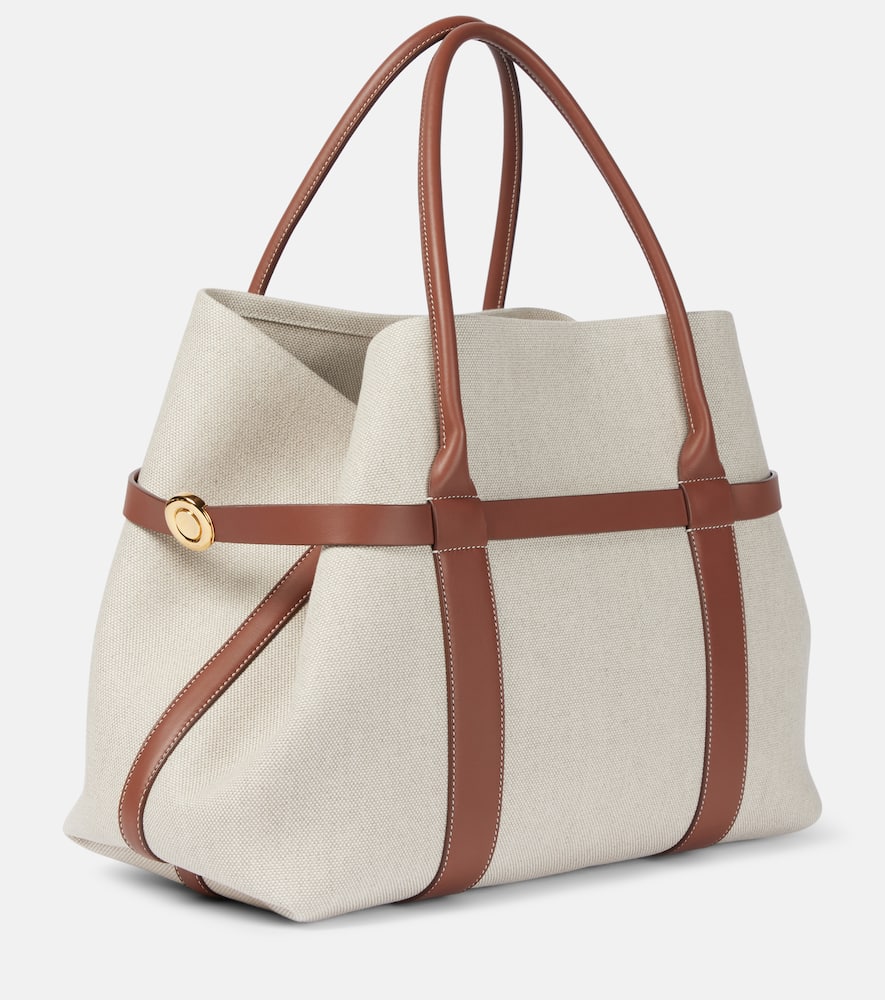 LORO PIANA GHIERA LARGE LEATHER-TRIMMED CANVAS SHOPPER