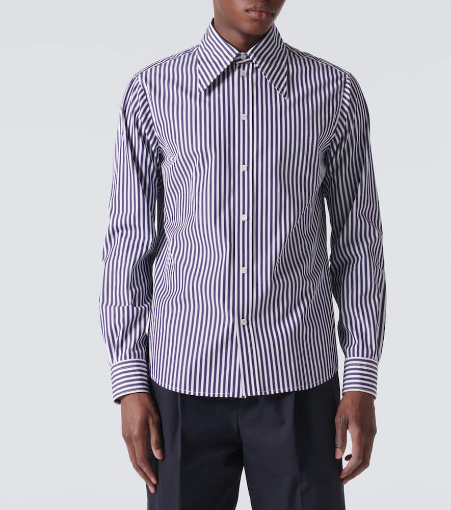 Bottega Veneta Striped Cotton Poplin Shirt In Blue