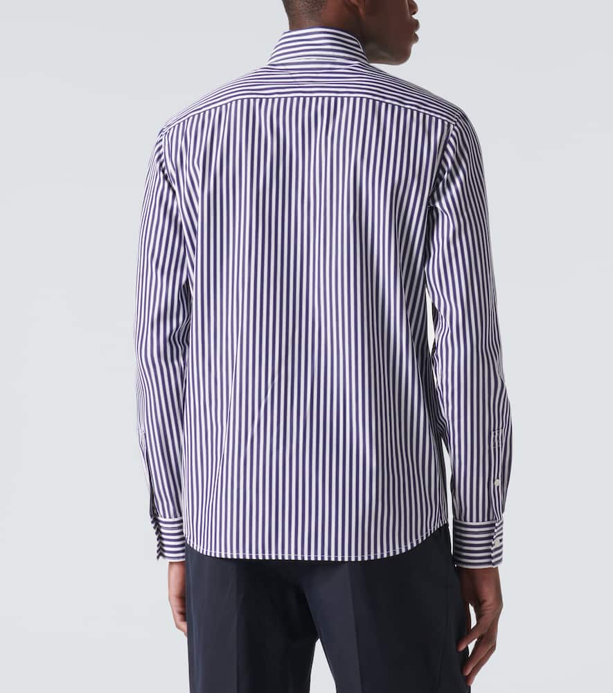 Bottega Veneta Striped Cotton Poplin Shirt In Blue