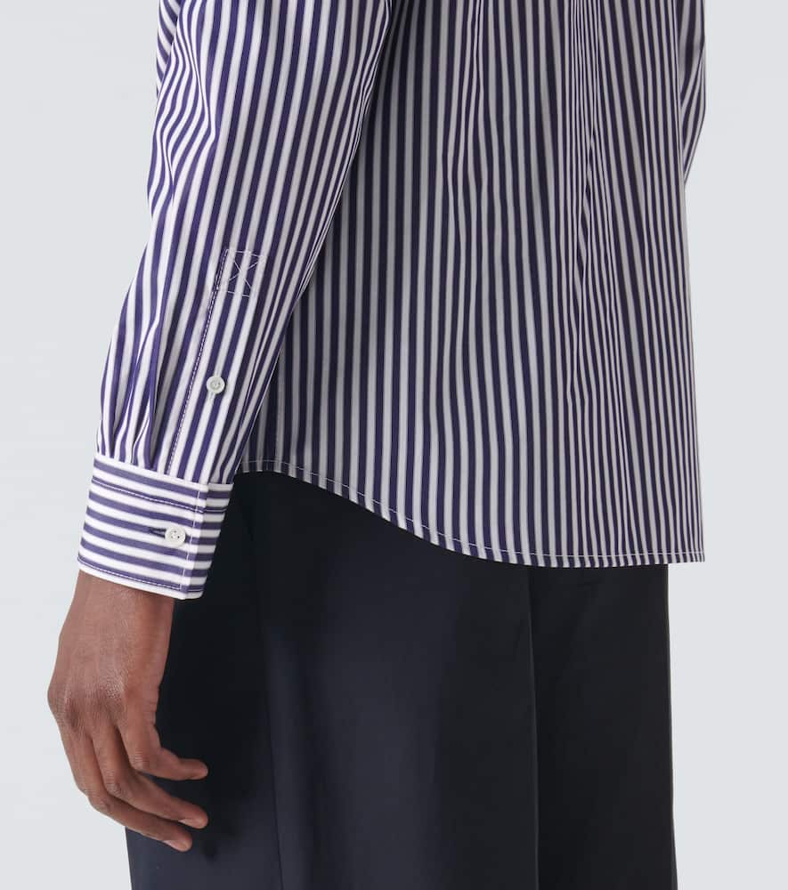Bottega Veneta Striped Cotton Poplin Shirt In Blue