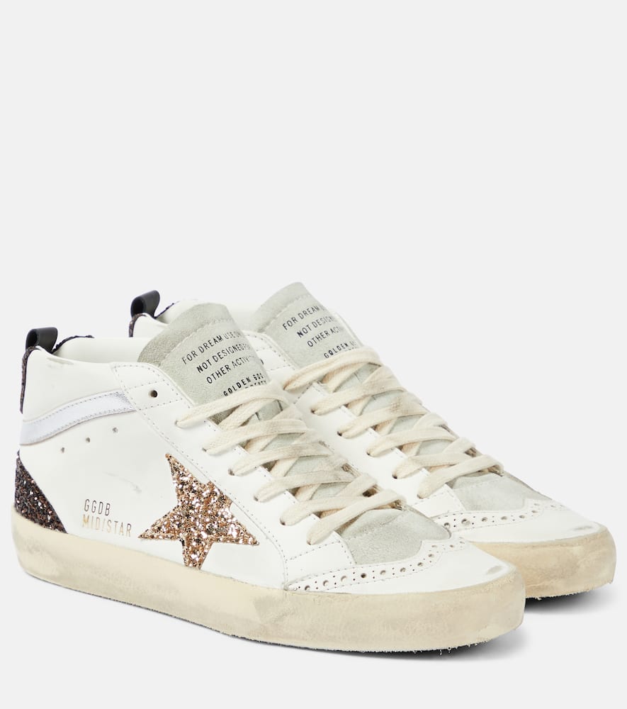 Mid Star glitter leather sneakers