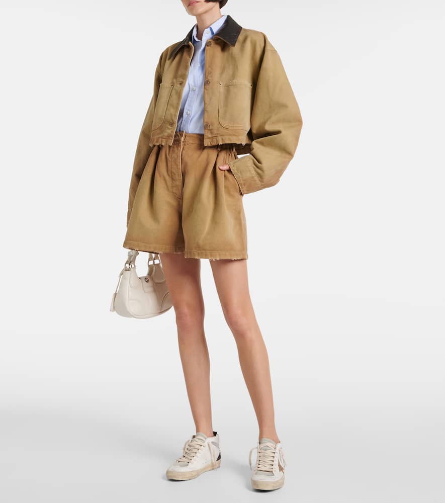 Golden Goose Mid Star In Leather And Suede With Glitter Star In White/ice/gold/brown