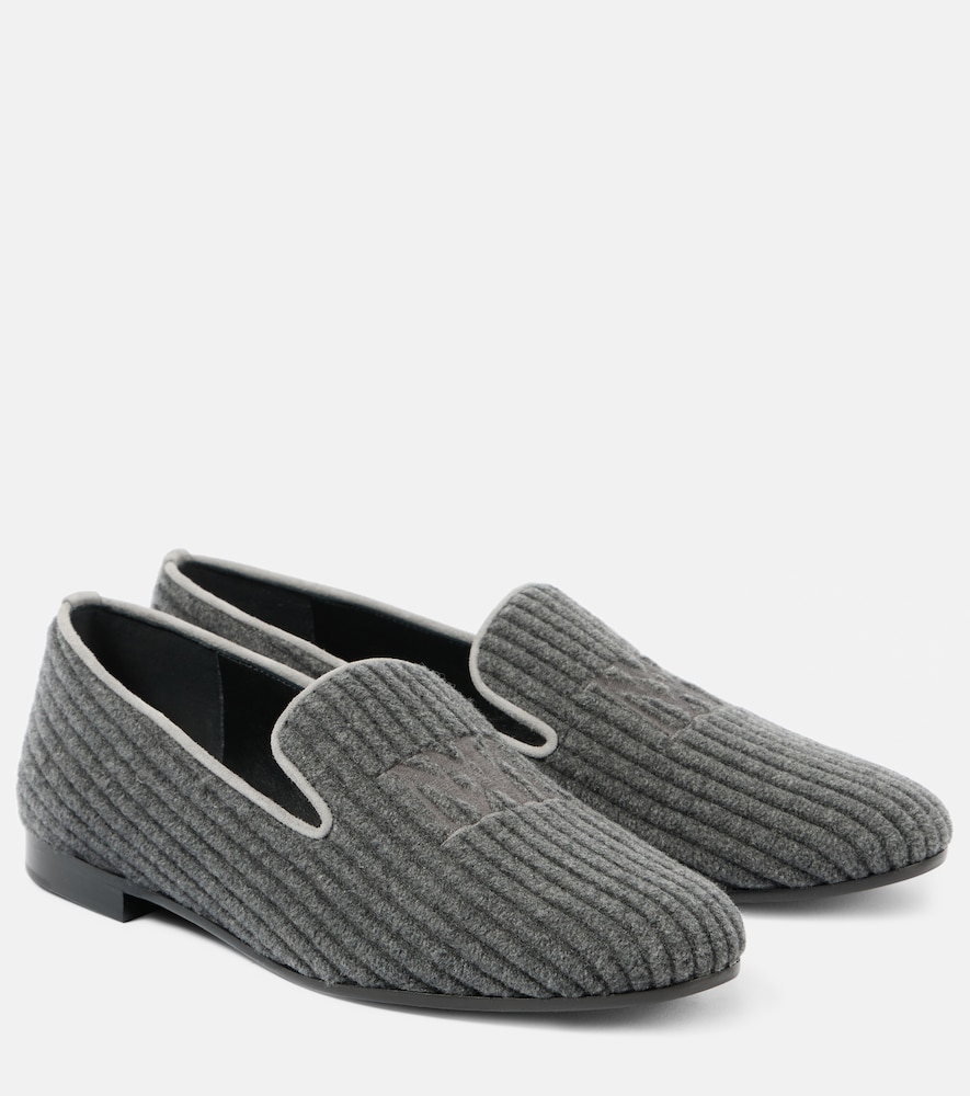 Max Mara Max Mara Logo embroidered velvet corduroy loafers　Max Mara ロゴ刺繍ベルベット コーデュロイ ローファー