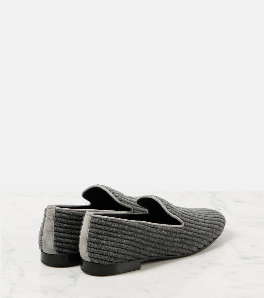  Max Mara Max Mara Logo Embroidered Velvet Corduroy Loafers 