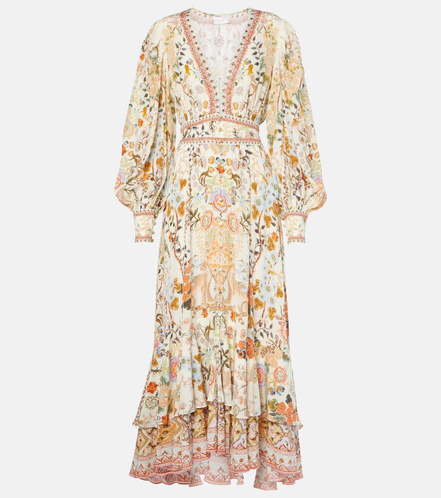 Camilla Printed tiered silk maxi dress