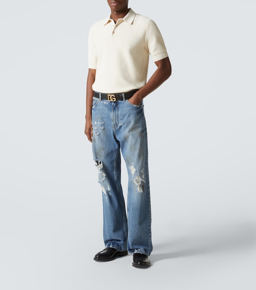 DOLCE & GABBANA DG KNITTED COTTON POLO SHIRT