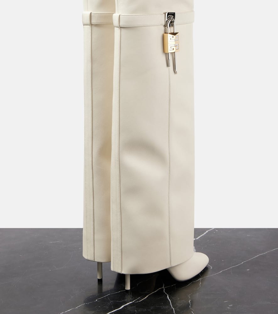 Givenchy Shark Lock Stiletto Over-the-knee Boots In Suede In 105-ivory