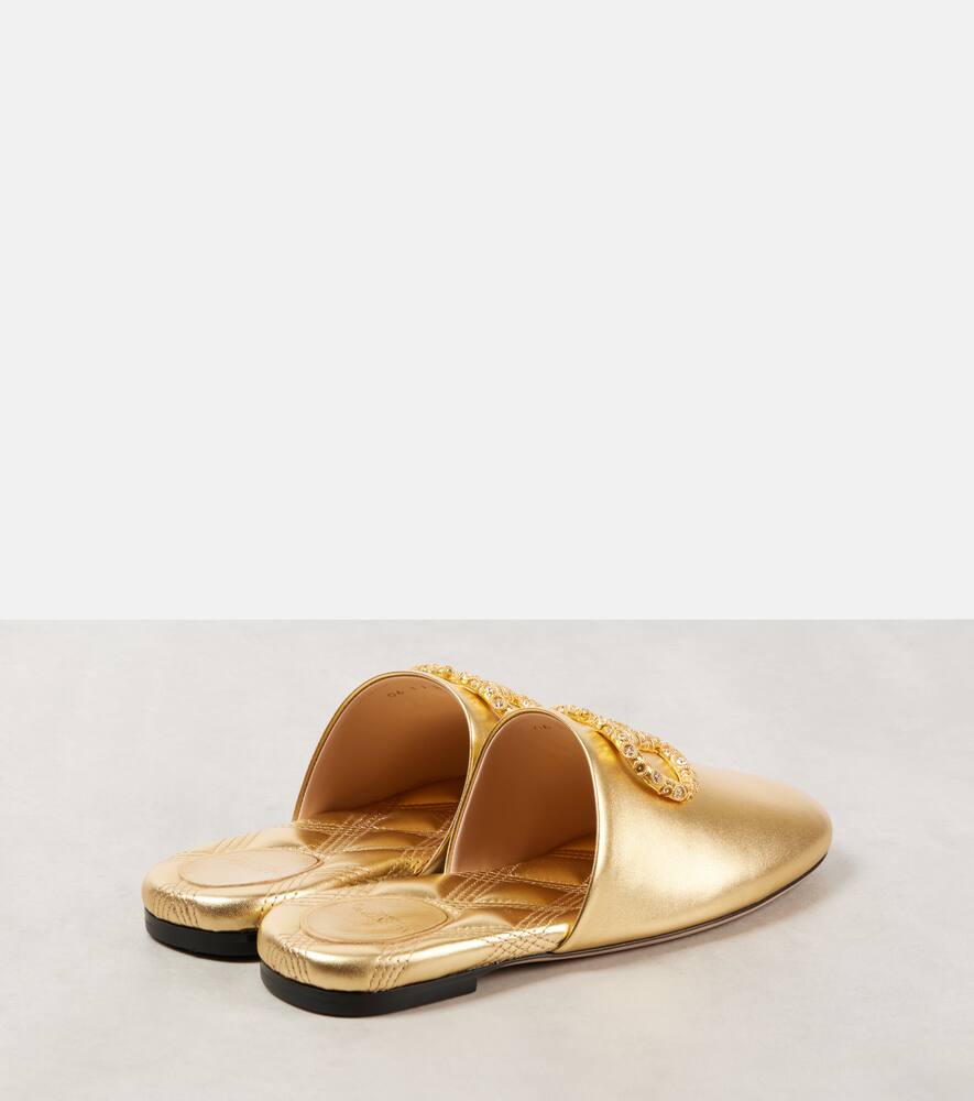 VALENTINO GARAVANI VLOGO SIGNATURE METALLIC LEATHER SLIDES