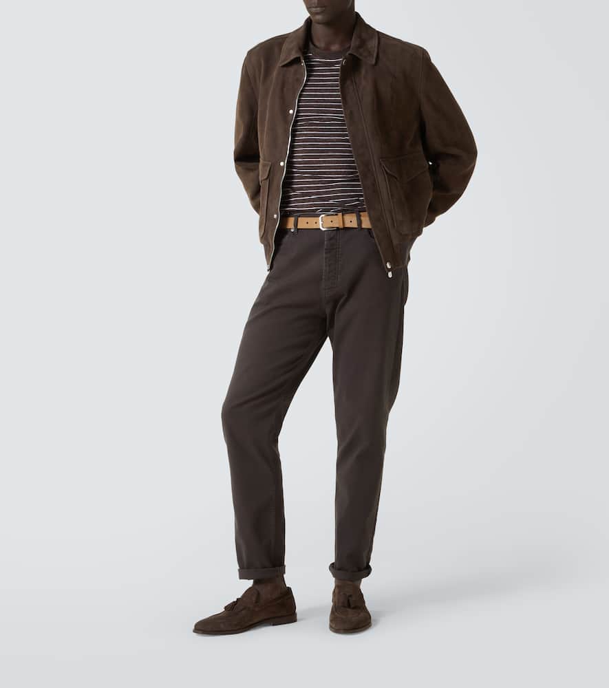 Brunello Cucinelli Bomberjacke Aus Veloursleder In Braun