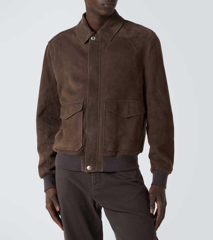 Brunello Cucinelli Bomberjacke Aus Veloursleder In Braun