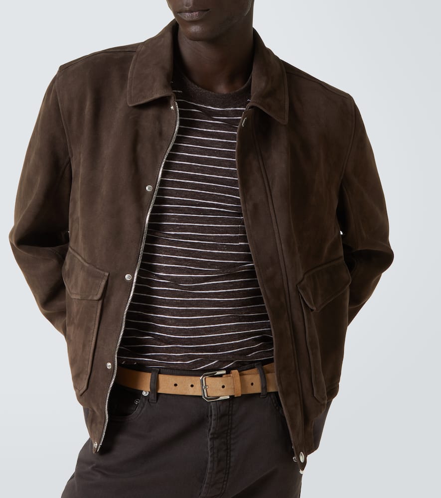 Brunello Cucinelli Bomberjacke Aus Veloursleder In Braun