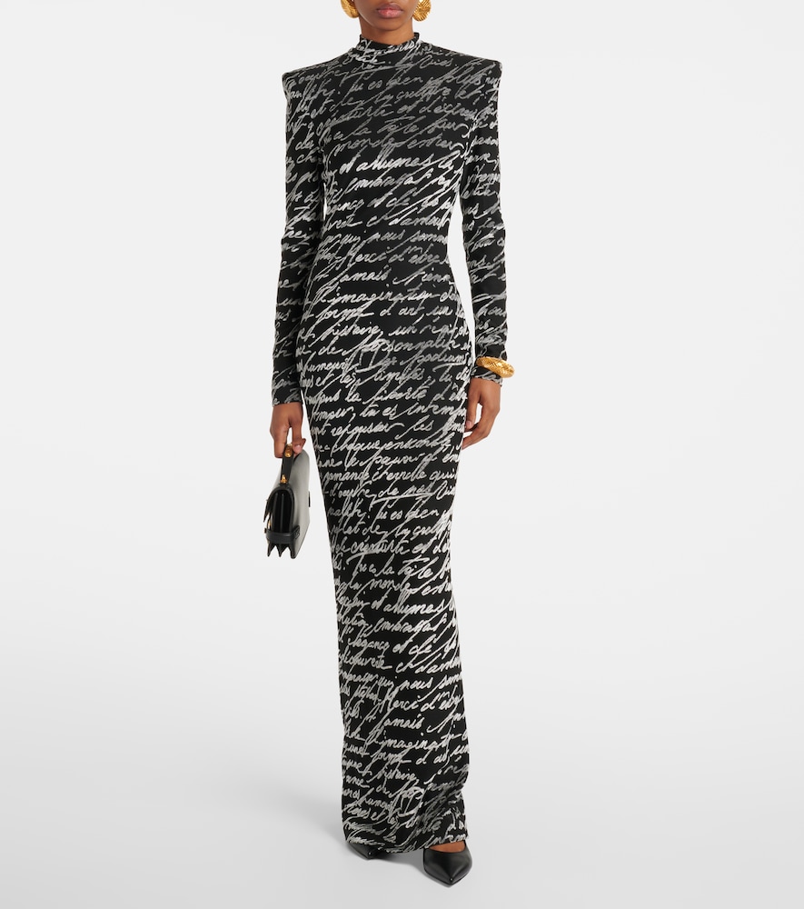  Balmain Balmain Love Letter Jacquard Gown 