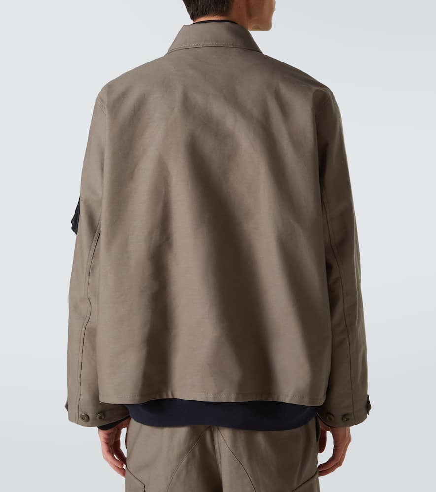 Sacai Layered Cotton Jacket In Brown