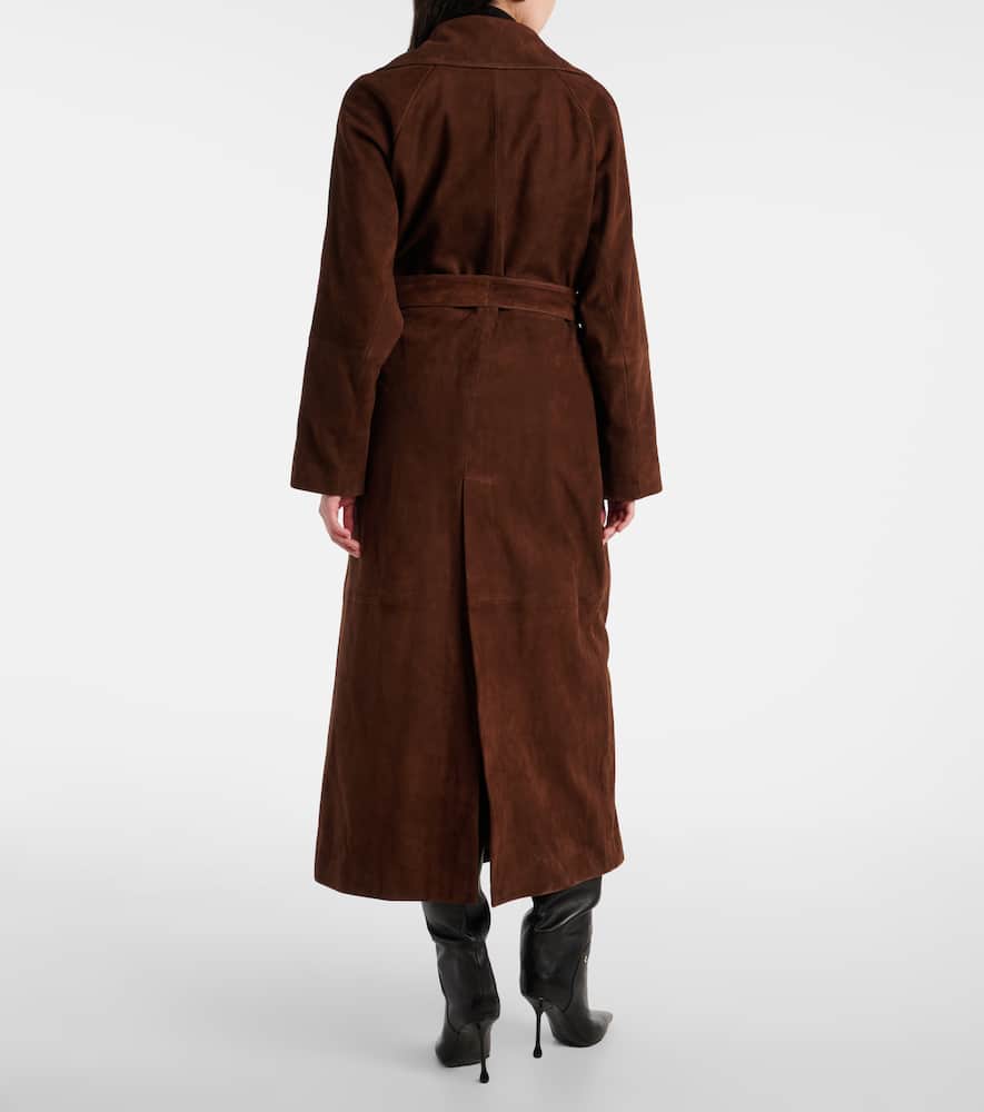 Nour Hammour Althea Suede Wrap Coat In Beige