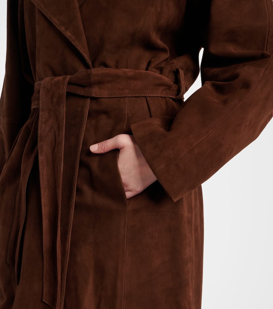 Nour Hammour Althea Suede Wrap Coat In Beige