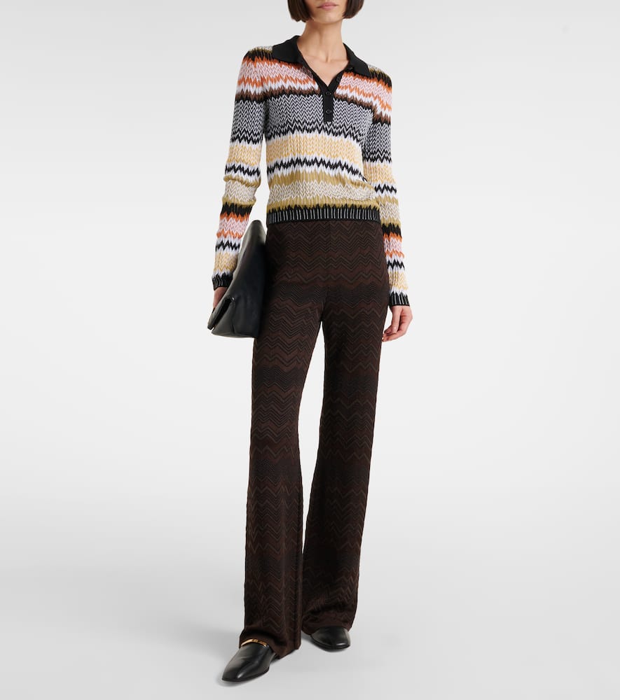 Missoni Long Sleeve Polo With Revisited Chevron Pattern In Multi