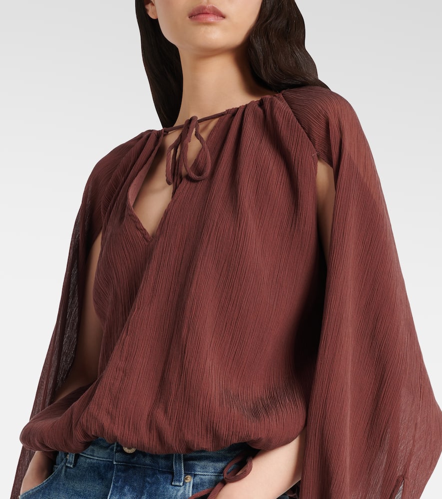 Loewe Paula's Ibiza Cotton And Silk Blouse In Brown