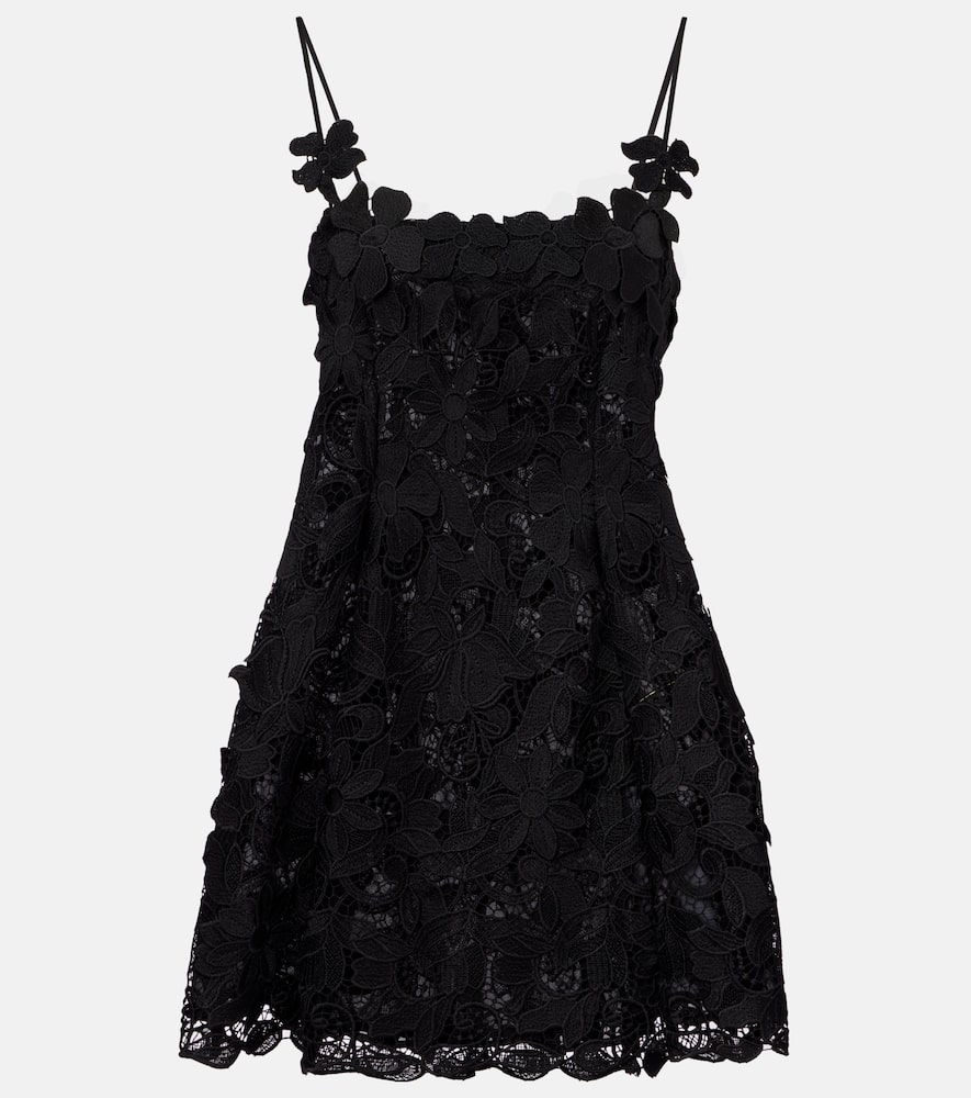 Blumarine Floral-lace Mini Dress In Black
