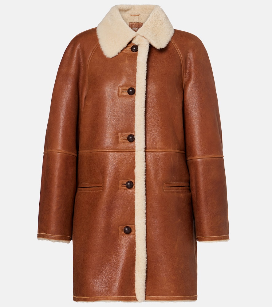 Berthie shearling-trimmed leather coat
