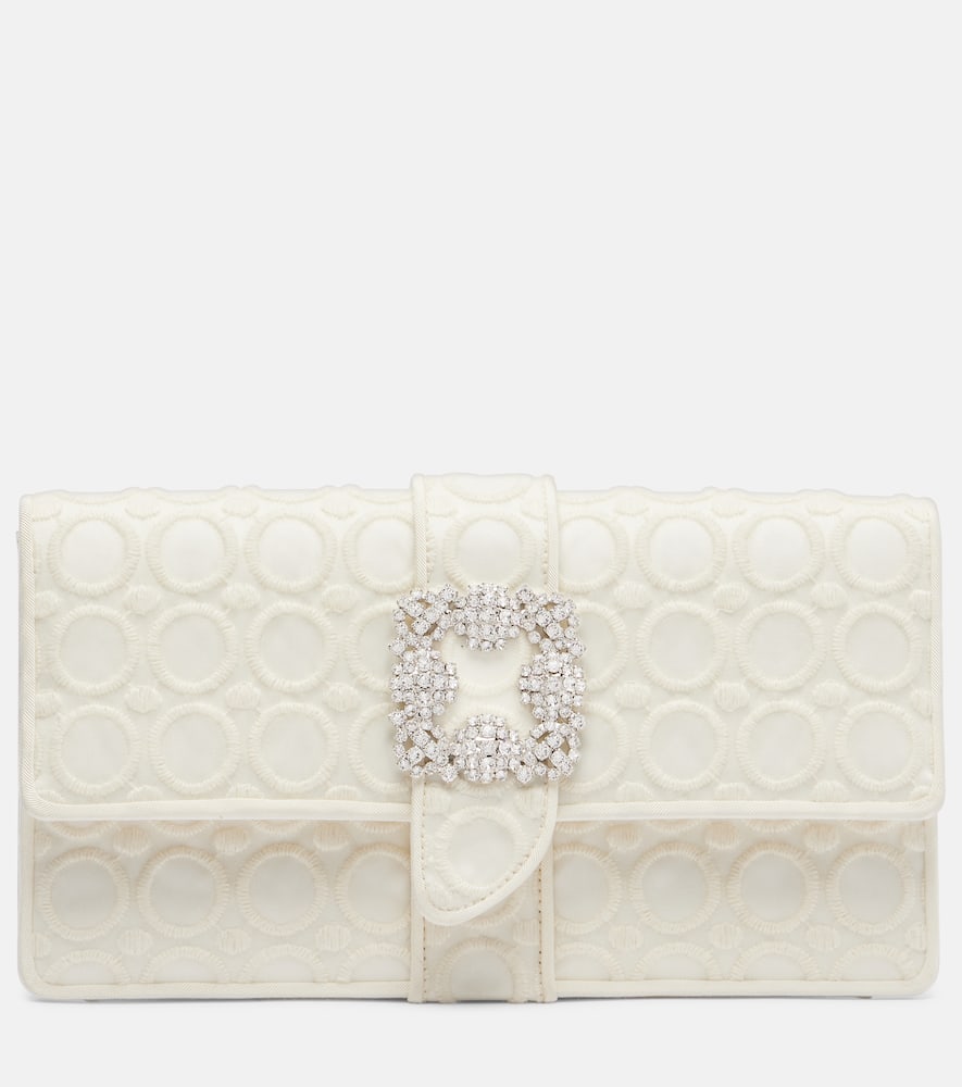 Manolo Blahnik Capri Embellished Clutch In White