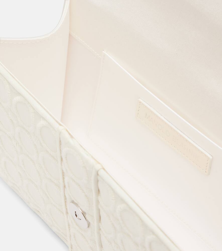 Manolo Blahnik Capri Embellished Clutch In White