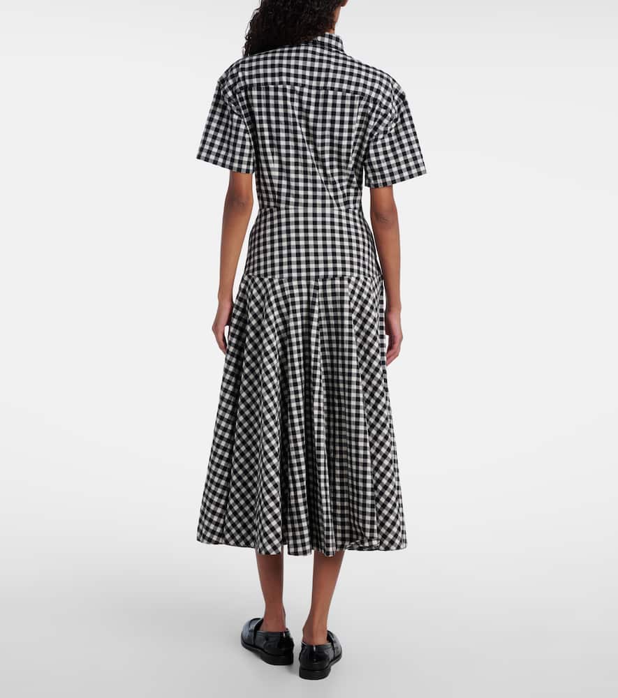 Polo Ralph Lauren Gingham-check Collared Midi Shirt Dress In Black