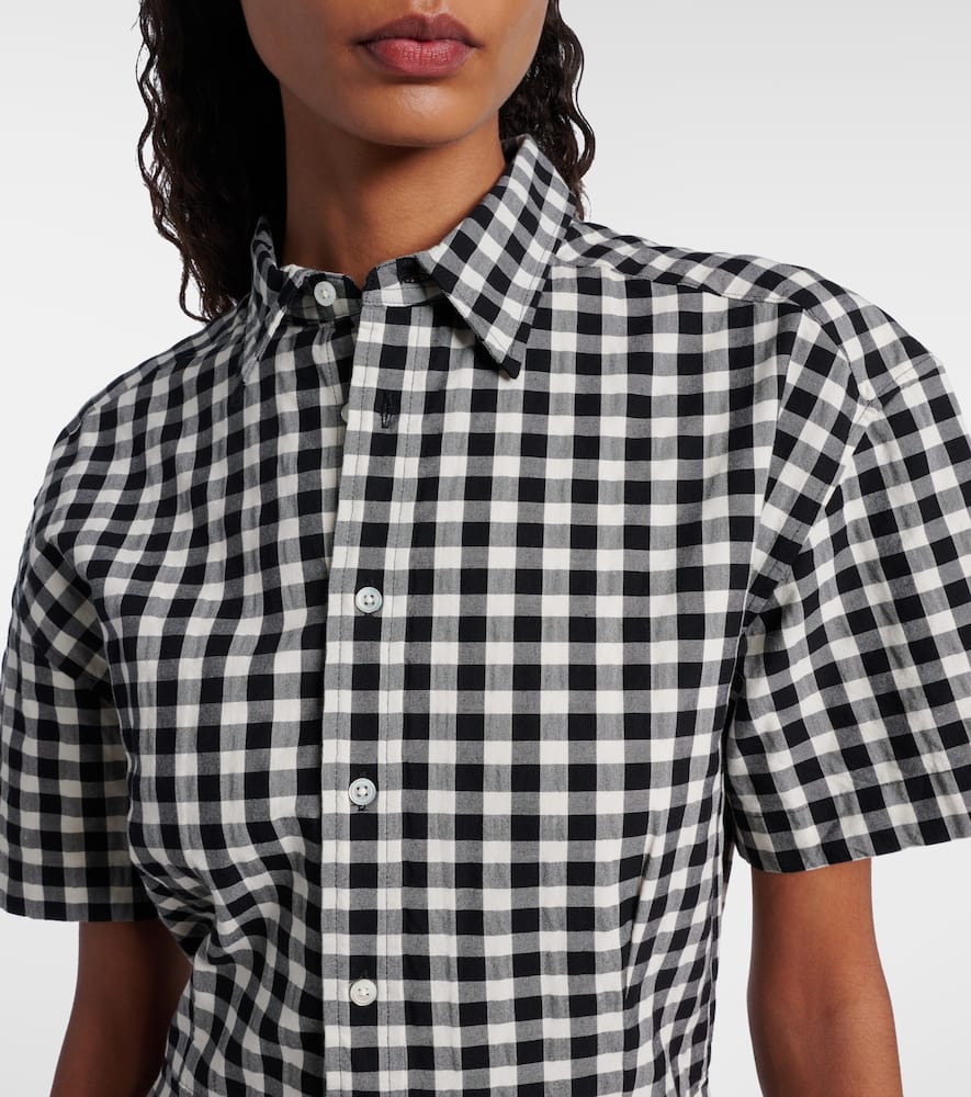 Polo Ralph Lauren Gingham-check Collared Midi Shirt Dress In Black