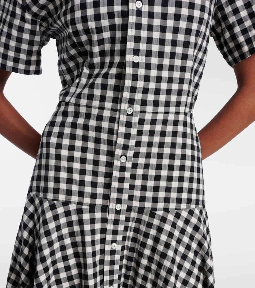 Polo Ralph Lauren Gingham-check Collared Midi Shirt Dress In Black