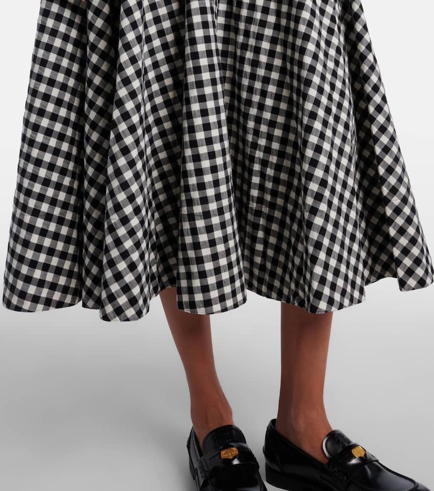 Polo Ralph Lauren Gingham-check Collared Midi Shirt Dress In Black