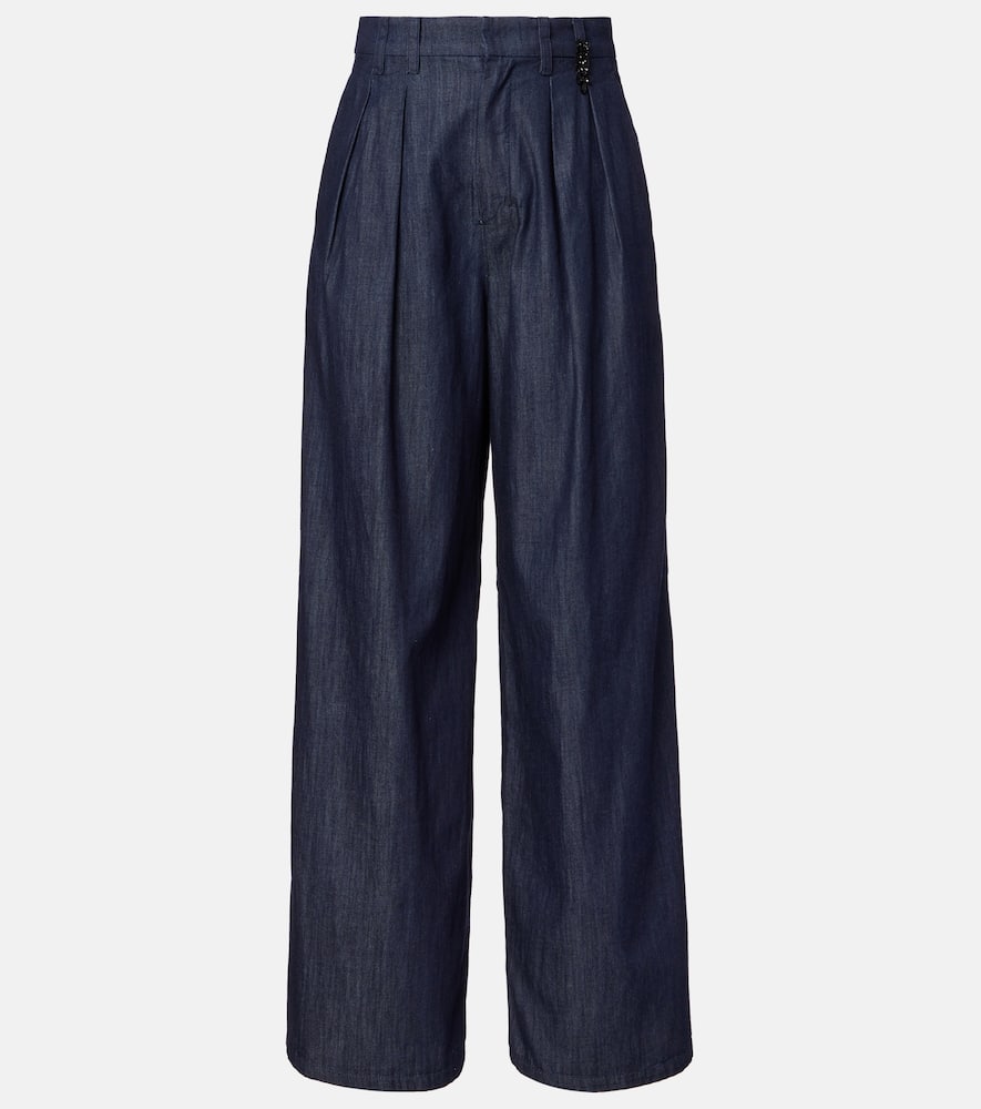 's Max Mara Jerry Embellished Chambray Wide-leg Pants