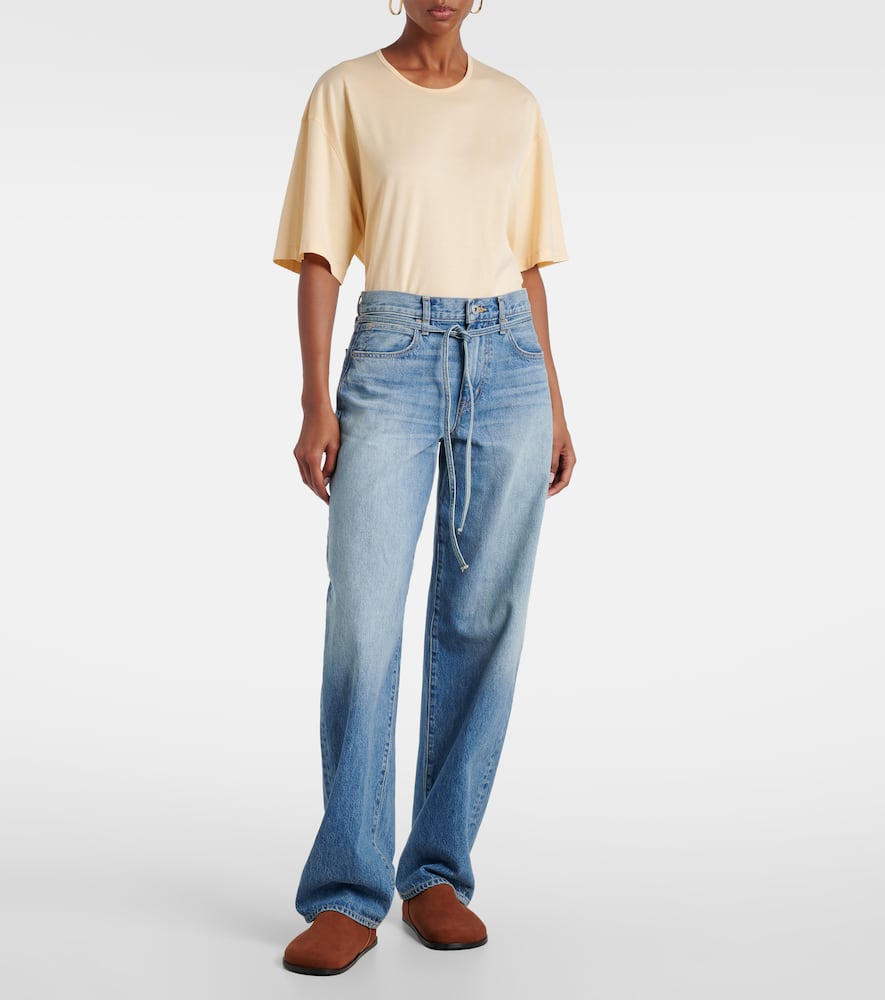 Slvrlake Hailey Belted Mid-rise Barrel-leg Jeans In Blue