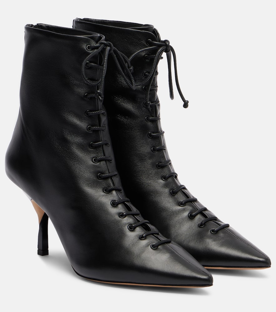 Jacquemus Leather Ankle Boots In Black