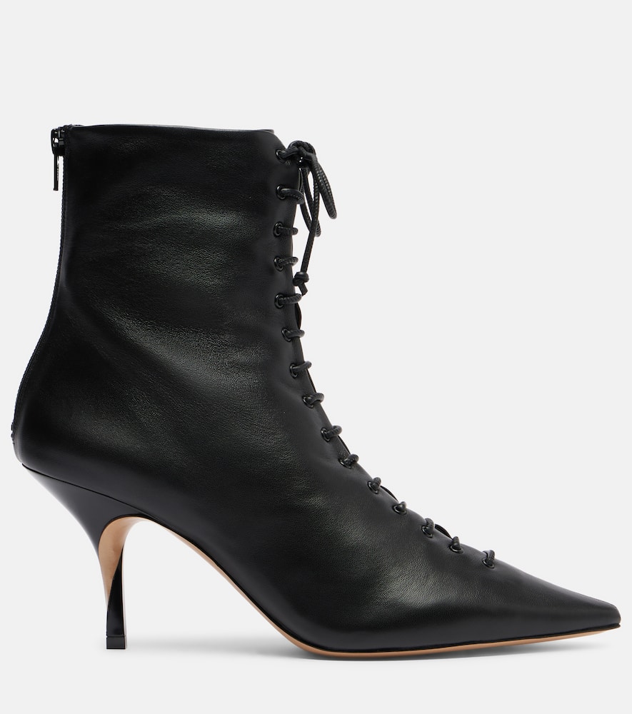 Jacquemus Leather Ankle Boots In Black
