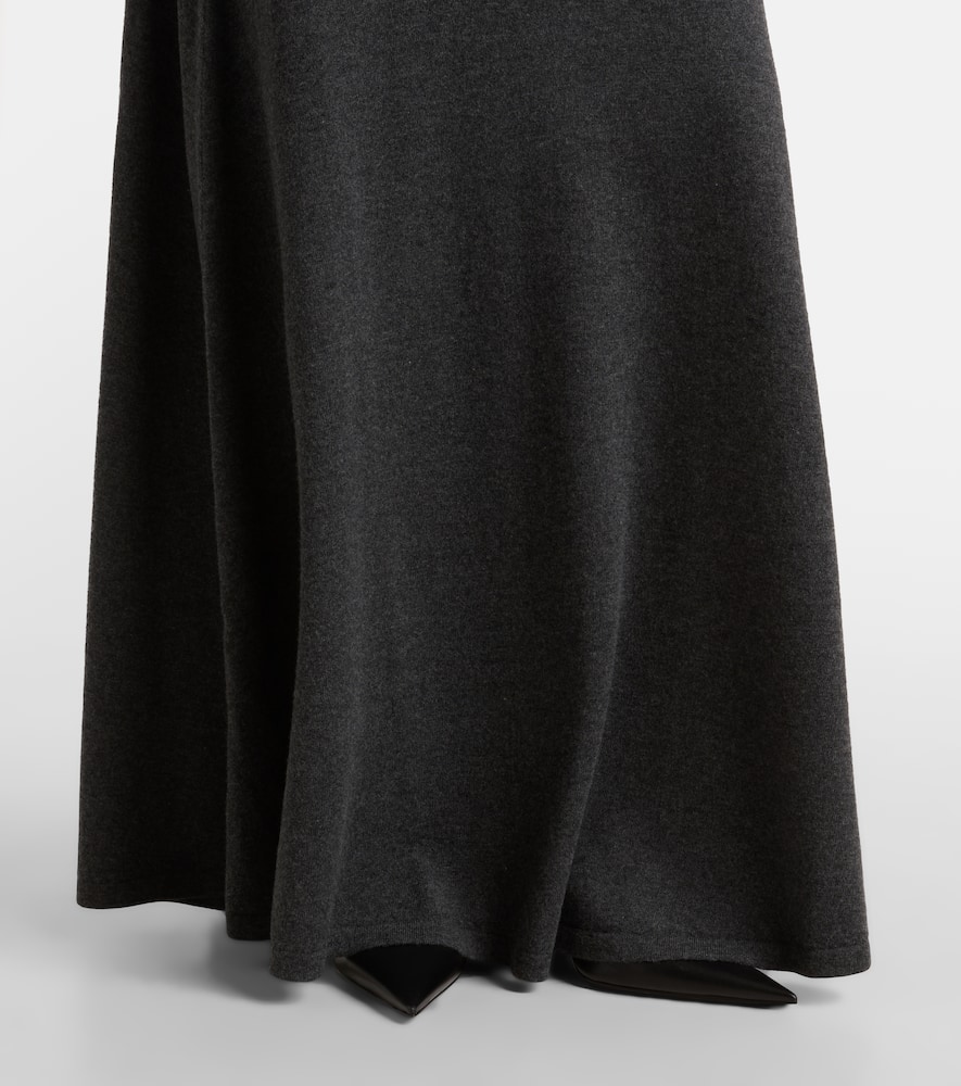 Balenciaga Long Wool Skirt Featuring Elastic Waistband In Gray