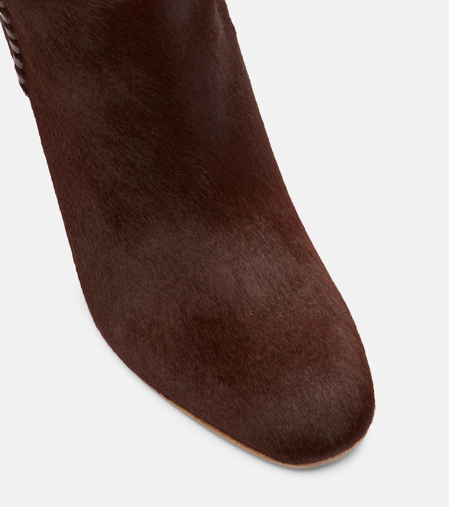 Aquazzura Indy 85 Pony Hair Knee-high Boots In Burgundy