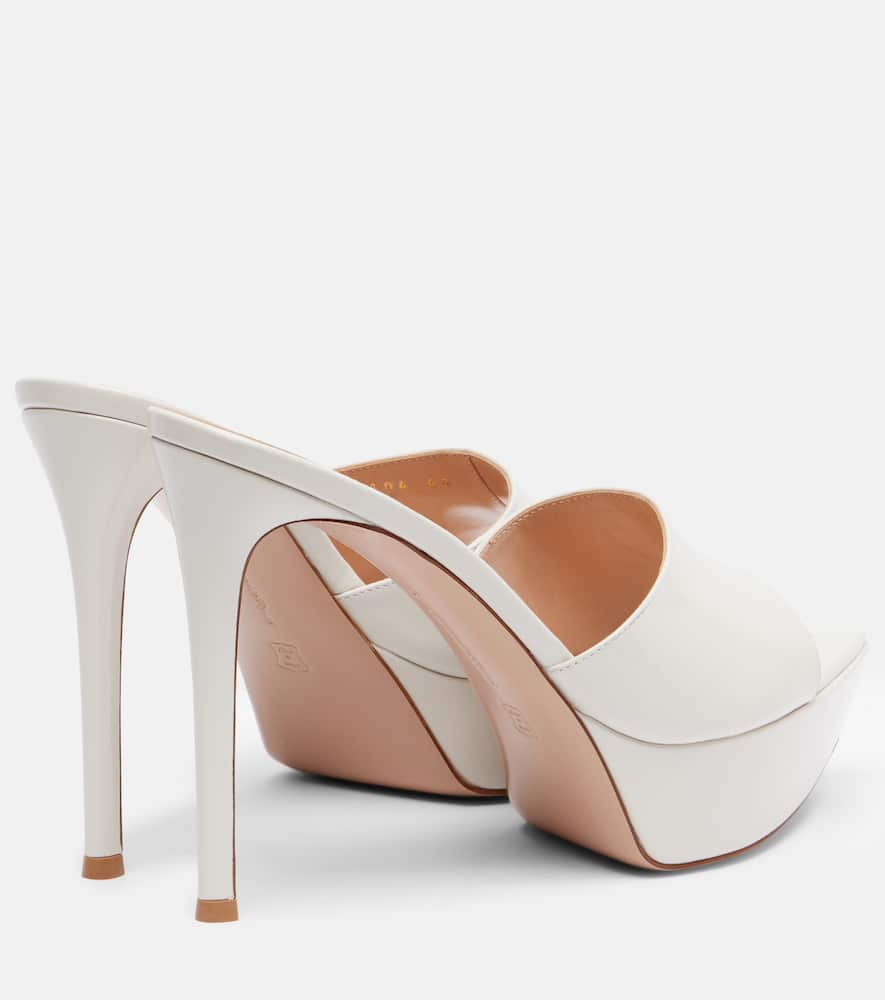 Gianvito Rossi Dasha 85 Patent Leather Platform Mules In White