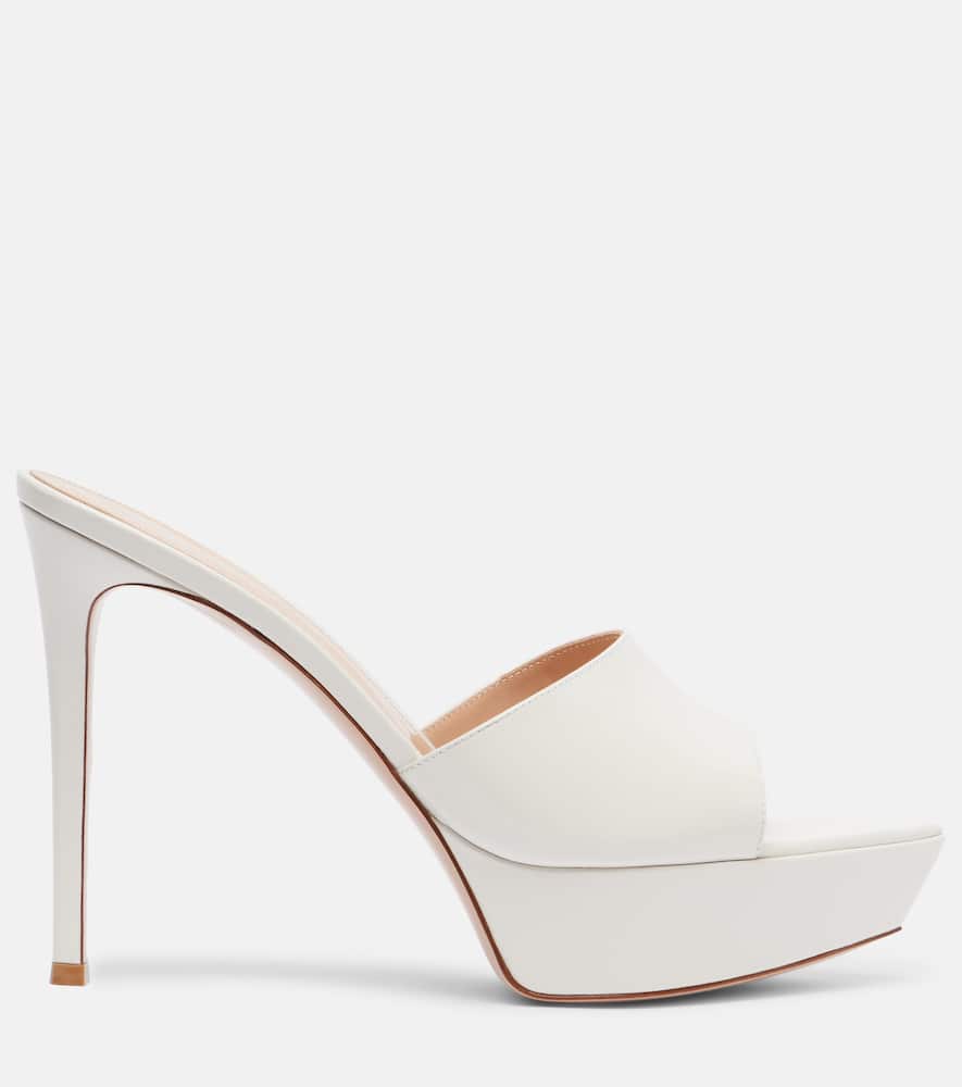 Gianvito Rossi Dasha 85 Patent Leather Platform Mules In White