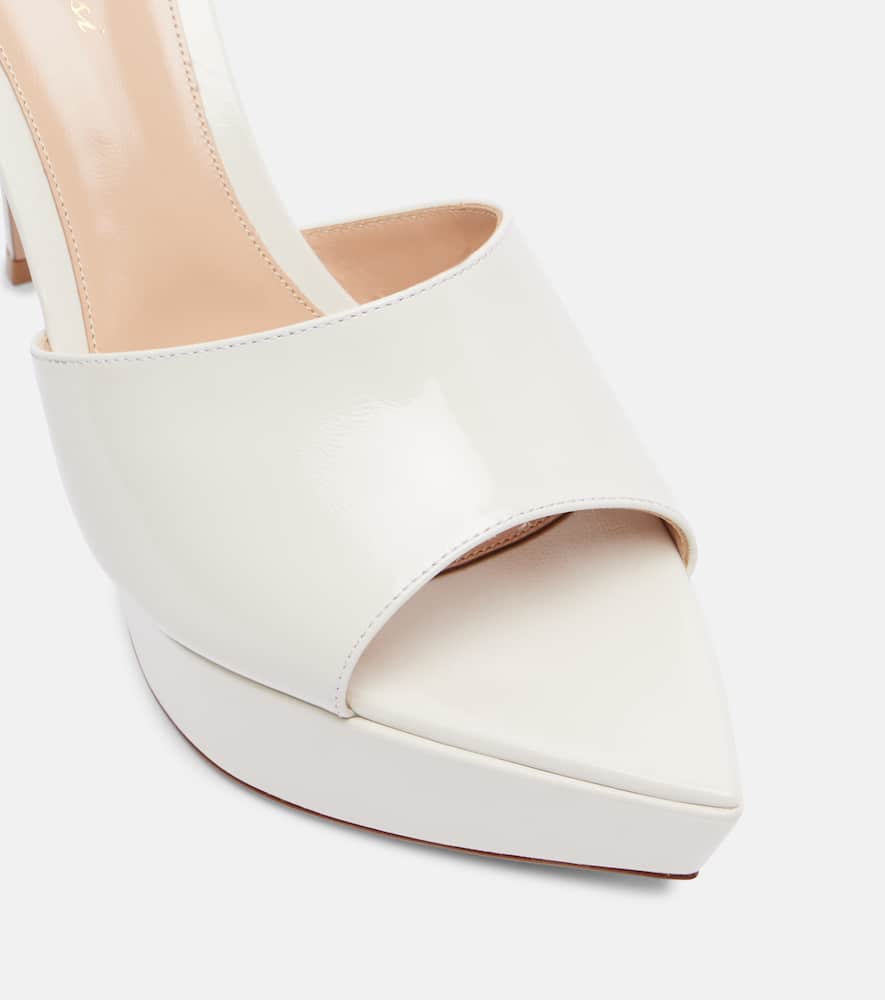 Gianvito Rossi Dasha 85 Patent Leather Platform Mules In White