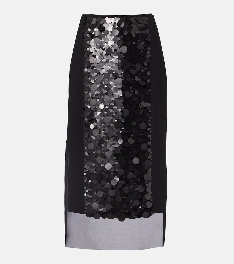 Joseph Cambo Sequined Chiffon Midi Skirt In Black