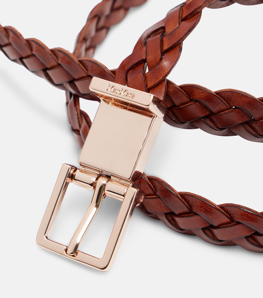 Max Mara Vetta Leather Belt In Brown