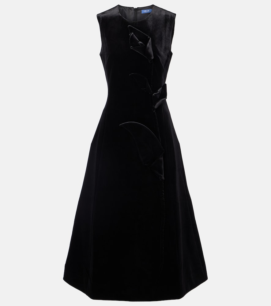 Leo Lin Cleo floral-appliqué velvet midi dress
