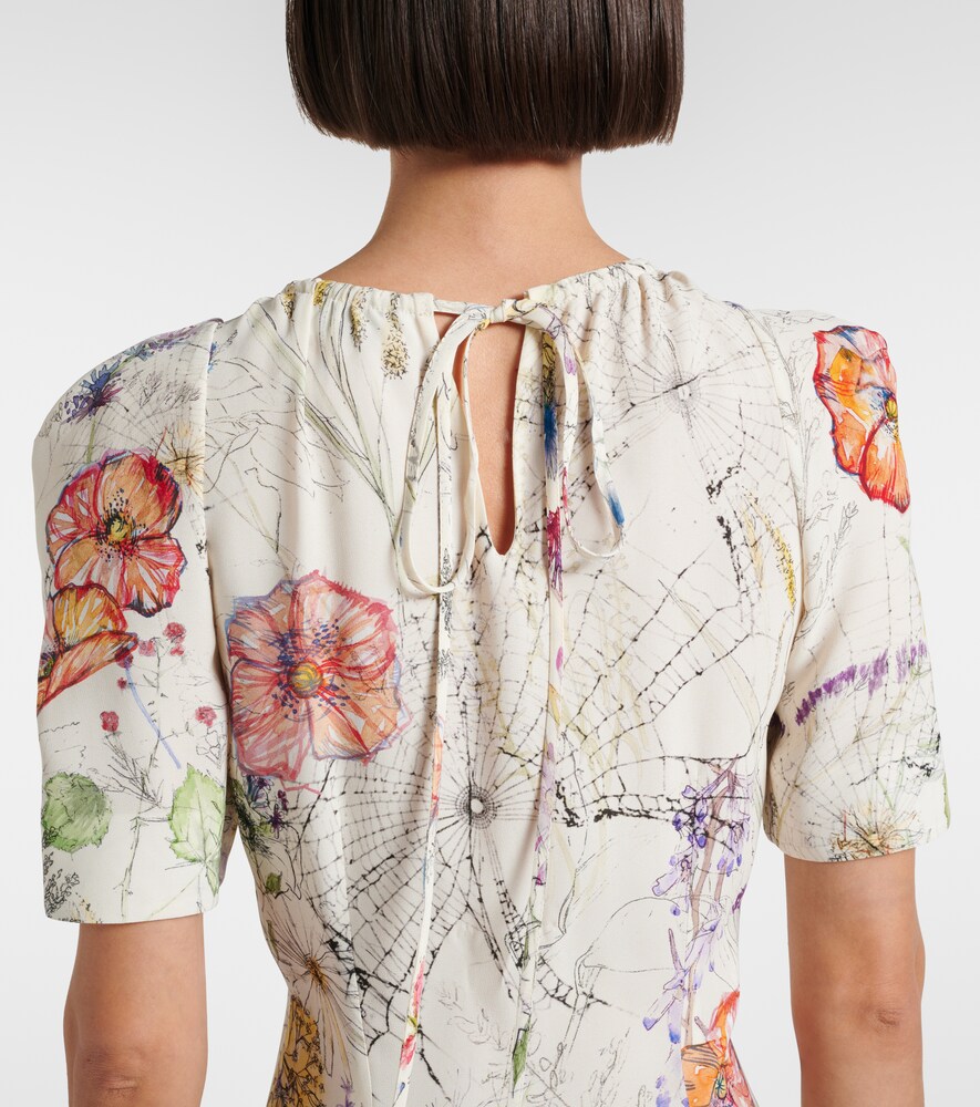  Mcqueen Mcqueen Meadow Floral Asymmetric Midi Dress 