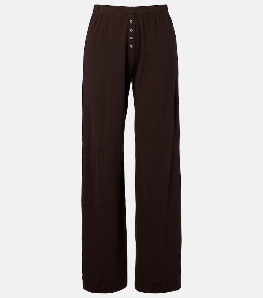 Leset Pointelle cotton wide-leg pants