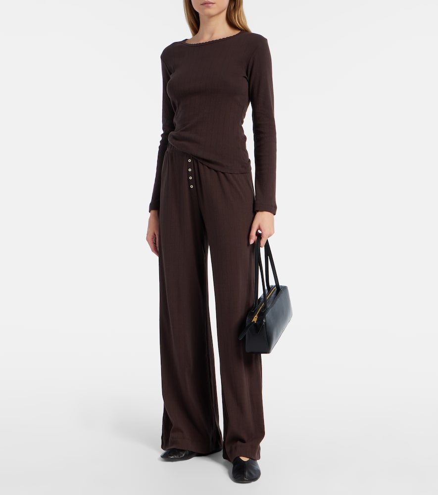  Leset Leset Pantalones Anchos De Pointelle De Algodón 